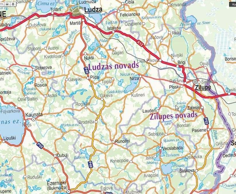 1. pielikums Ludzas novada karte Ciblas, Kārsavas, Ludzas