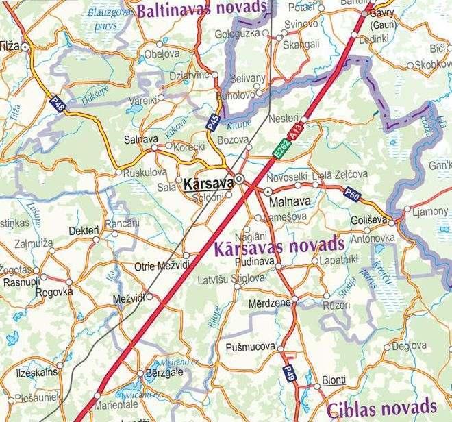 Kārsavas novada karte Ciblas, Kārsavas, Ludzas un