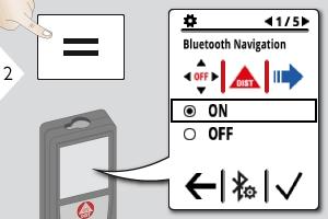 Iestatījumi Bluetooth iestatījumi Ja aktivizēšana veikta mērīšanas režīmā, tad ir iespējams ar bulttaustiņu palīdzību pārvietot kursoru