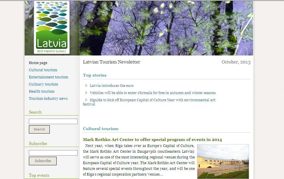 Latvijas Tūrisma ziņu apkārtraksts www.greetingsfromlatvia.